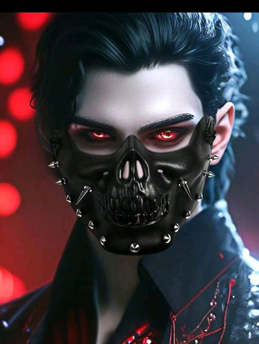 Studded Black Skull Face Mask - Women Accessories
